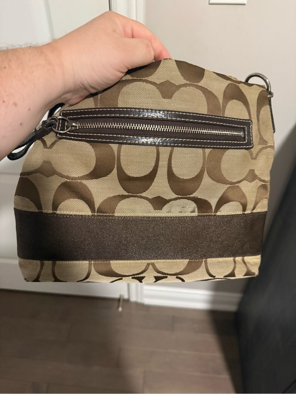 Coach Tan and Brown Signature Shoulder Bag - Picture 3 of 4